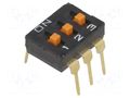 Switch: DIP-SWITCH; Poles number: 3; ON-OFF; 0.025A/24VDC; Pos: 2 OMRON Electronic Components A6T-3104