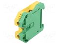 Splice terminal: rail; 35mm2; ways: 1; terminals: 2; yellow-green WEIDMÜLLER WPE35