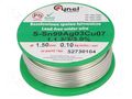 Tin; lead free; Sn99Ag0,3Cu0,7; 1.5mm; 100g; reel; 216÷227°C; 3% CYNEL SAC0307-1.5/0.1