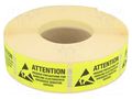 Self-adhesive label; ESD; L: 25mm; W: 45mm; 1000pcs. EUROSTAT GROUP ERS-421500015