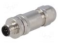 Connector: M12; plug; PIN: 5; male; 60V; straight; IP67; for cable TE Connectivity T4111412051-000