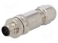Connector: M12; plug; PIN: 5; male; 60V; straight; IP67; for cable TE Connectivity T4111411051-000
