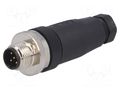 Connector: M12; plug; PIN: 5; male; 60V; straight; IP67; for cable TE Connectivity T4111401051-000