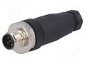 Connector: M12; plug; PIN: 5; male; 60V; straight; IP67; for cable TE Connectivity T4111401051-000