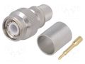 Connector: TNC; plug; male; straight; 50Ω; crimped; for cable; PTFE TELEGÄRTNER J01010A0051