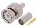Connector: BNC; plug; male; straight; 50Ω; crimped; for cable; PTFE TELEGÄRTNER J01000A1255Y