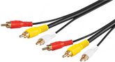 Composite Audio/Video Connector Cable, 3x RCA with RG59 Video Cable, 1.5 m - 3 RCA male > 3 RCA male 50139