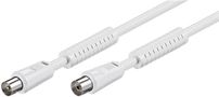 Antenna Cable with Ferrite (80 dB), Double Shielded, 1.5 m, white - coaxial plug > coaxial socket (fully shielded) 50723