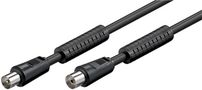 Antenna Cable with Ferrite (80 dB), Double Shielded, 5 m, black - coaxial plug > coaxial socket (fully shielded) 50730