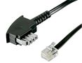 TAE-N Cable (International Pinout) 4-Pin, 3 m, black - copper-clad aluminium wire (CCA), TAE-N-male > RJ11/RJ14 male (6P4C) 50951