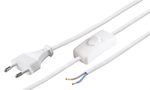 Cable with Euro Plug for Assembly - with Switch, 1.5 m, White, (2*0.75 mm²), white - Europlug (Type C CEE 7/16) > Loose cable ends 51349