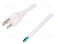 Cable; 3x16AWG; NEMA 5-15 (B) plug,wires; PVC; 3.5m; white; 13A LIAN DUNG S21-3/16/3.5WH