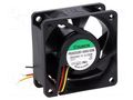 Fan: DC; axial; 24VDC; 60x60x25mm; 61.16m3/h; 44dBA; ball; 26AWG SUNON PE60252B1-G99