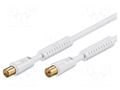 Cable; 1.5m; coaxial 9.5mm socket,coaxial 9.5mm plug; white; 75Ω Goobay ACFG-0150-WH
