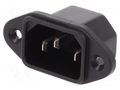 Connector: AC supply; socket; male; 10A; 250VAC; C14 (E); 6061; IP20 SCHURTER 6162.0045