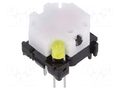 Switch: keypad; Pos: 2; SPST-NO; 0.1A/28VDC; white; LED; yellow; THT Marquardt 6425.4121