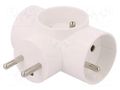 Connector: AC supply; splitter; 2P+PE; 250VAC; 16A; white PAWBOL PD.3805