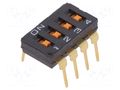Switch: DIP-SWITCH; Poles number: 4; ON-OFF; 0.025A/24VDC; Pos: 2 OMRON Electronic Components A6T-4101
