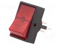 ROCKER; SPST; Pos: 2; ON-OFF; 30A/12VDC; red; neon lamp; R13-207-DC SCI R13-207B-01-BR