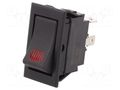 ROCKER; SPST; Pos: 2; ON-OFF; 20A/12VDC; black; LED,point; 12VDC SCI R13-220BA-01-BBR