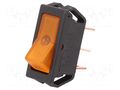 ROCKER; SPST; Pos: 2; ON-OFF; 20A/12VDC; orange; neon lamp; 50mΩ SCI R13-249B-01-BY