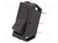ROCKER; SPST; Pos: 2; ON-OFF; 20A/12VDC; black; LED,point; 12VDC SCI R13-249L-01-BBR