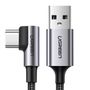 Ugreen US284 50941 USB-A (straight) / USB-C (angled) 3A Cable 1m - Gray, Ugreen 6957303859412 6957303859412