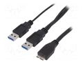 Cable; USB 3.0; USB A plug x2,USB B micro plug; nickel plated LOGILINK CU0072