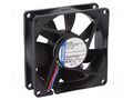 Fan: DC; axial; 12VDC; 80x80x25mm; 79m3/h; 37dBA; ball; 3600rpm EBM-PAPST 8412NH