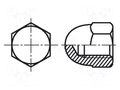 Nut; hexagonal; M12; 1.75; brass; Plating: nickel; 19mm; BN 514; dome BOSSARD B12/BN514