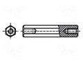 Screwed spacer sleeve; 8mm; Int.thread: M3; hexagonal; brass KEYSTONE KEYS24402