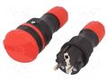 Connector: AC supply; male,female; socket,plug; 2P+PE; 250VAC; 16A PLASTROL ZWG-54/BK-RD