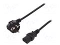 Cable; CEE 7/7 (E/F) plug angled,IEC C13 female; 750mm; black DIGITUS AK-440109-008-S
