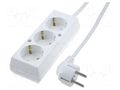 Extension lead; 3x1.5mm2; Schuko; Sockets: 3; PVC; white; Len: 10m JONEX PS-370S/1.5-10.0