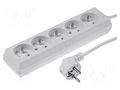 Extension lead; 3x1.5mm2; Sockets: 5; PVC; white; 10m; 16A JONEX PS-570/1.5-10.0