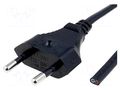 Cable; 2x0.5mm2; CEE 7/16 (C) plug,wires; PVC; 1.8m; black; 2.5A LIAN DUNG S1-2/05/1.8BK