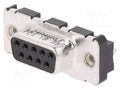 Connector: D-Sub; PIN: 9; socket; female; on PCBs,PCB snap; THT AMPHENOL COMMUNICATIONS SOLUTIONS LD09S24A4GX00LF