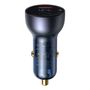 Baseus USB / USB Type C car charger 65 W 5 A SCP Quick Charge 4.0+ Power Delivery 3.0 LCD screen + USB Type C - USB Type C cable gray (TZCCKX-0G), Baseus 6953156223196 6953156223196