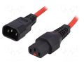 Cable; IEC C13 female,IEC C14 male; PVC; 3m; red; 10A; 250V IEC LOCK IEC-PC1387