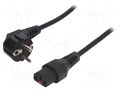 Cable; CEE 7/7 (E/F) plug angled,IEC C13 female; PVC; 1.5m; 10A IEC LOCK IEC-EL246S