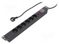 Plug socket strip: protective; Sockets: 6; 250VAC; 16A; black QOLTEC QS-53995