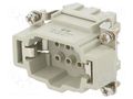 Connector: HDC; male; HE; PIN: 6; 16A; 500V; 6+PE; size 3; crimped TE Connectivity T2040064101-000
