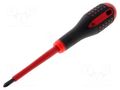 Screwdriver; insulated; Phillips; PH2; Blade length: 100mm; 1kVAC BAHCO SA.BE8620S