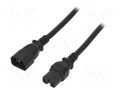 Cable; 3x14AWG; IEC C14 male,IEC C15 female; PVC; 1.8m; black; 15A LIAN DUNG SN28-3/14/1.8BK