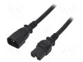 Cable; 3x14AWG; IEC C14 male,IEC C15 female; PVC; 5m; black; 15A LIAN DUNG SN28-3/14/5.0BK