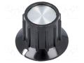 Knob; with flange; plastic; Øshaft: 6.35mm; Ø14.7x15mm; black; PKA TE Connectivity 1-1437624-0