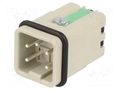 Connector: HDC; contact insert; male; 10A; 250V; Han® A; PIN: 5; 4+PE HARTING 09200042634