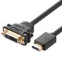 Ugreen cable cable adapter adapter DVI 24 + 5 pin (female) - HDMI (male) 22 cm black (20136), Ugreen 6957303821365 6957303821365