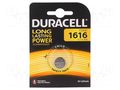 Battery: lithium; CR1616,coin; 3V; non-rechargeable; Ø16x1.6mm DURACELL BAT-CR1616/DR-B1