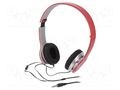 Headphones with microphone; red,silver; Jack 3,5mm; 1.2m; 32Ω LOGILINK HS0035